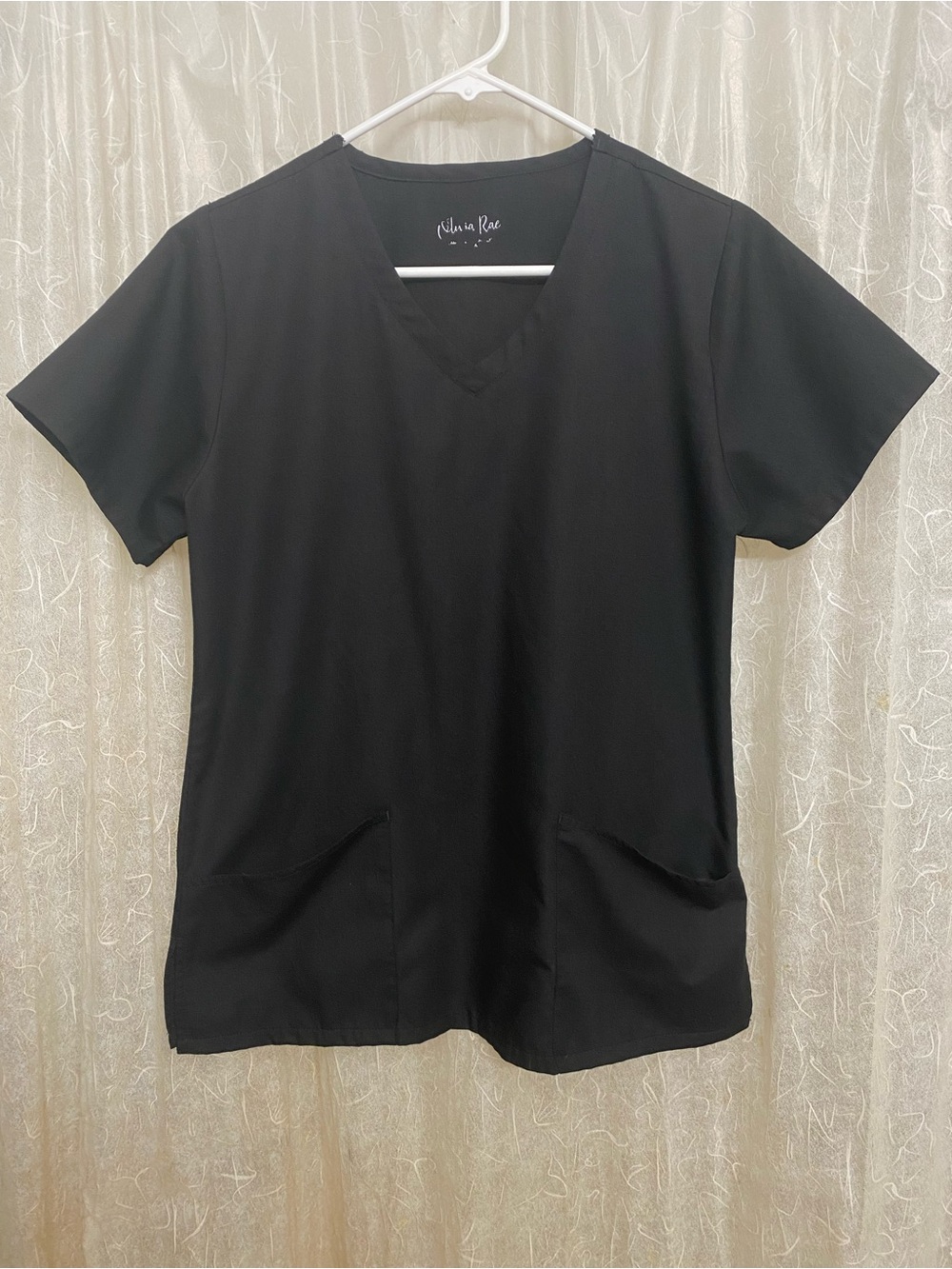 Olivia Rae Black V-neck Scrub Top Size S